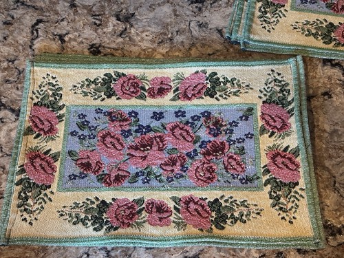 Vintage placemats woven floral - vintage,