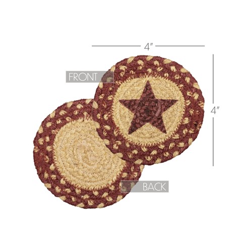 Coasters burgundy tan jute - burgundy,