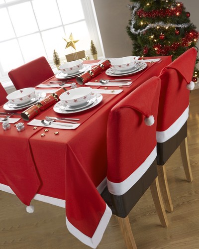 Santa table cloths red - cloths, white
