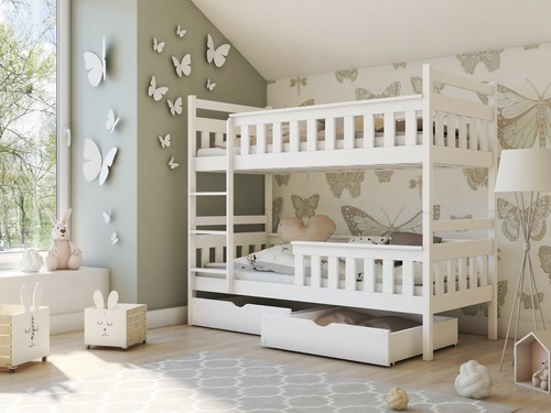 Children wooden pine bunk bed - wooden,