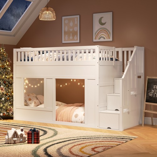 White wooden house bunk - wooden,