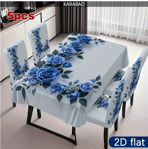 Dining set covers 5pcs blue - set,